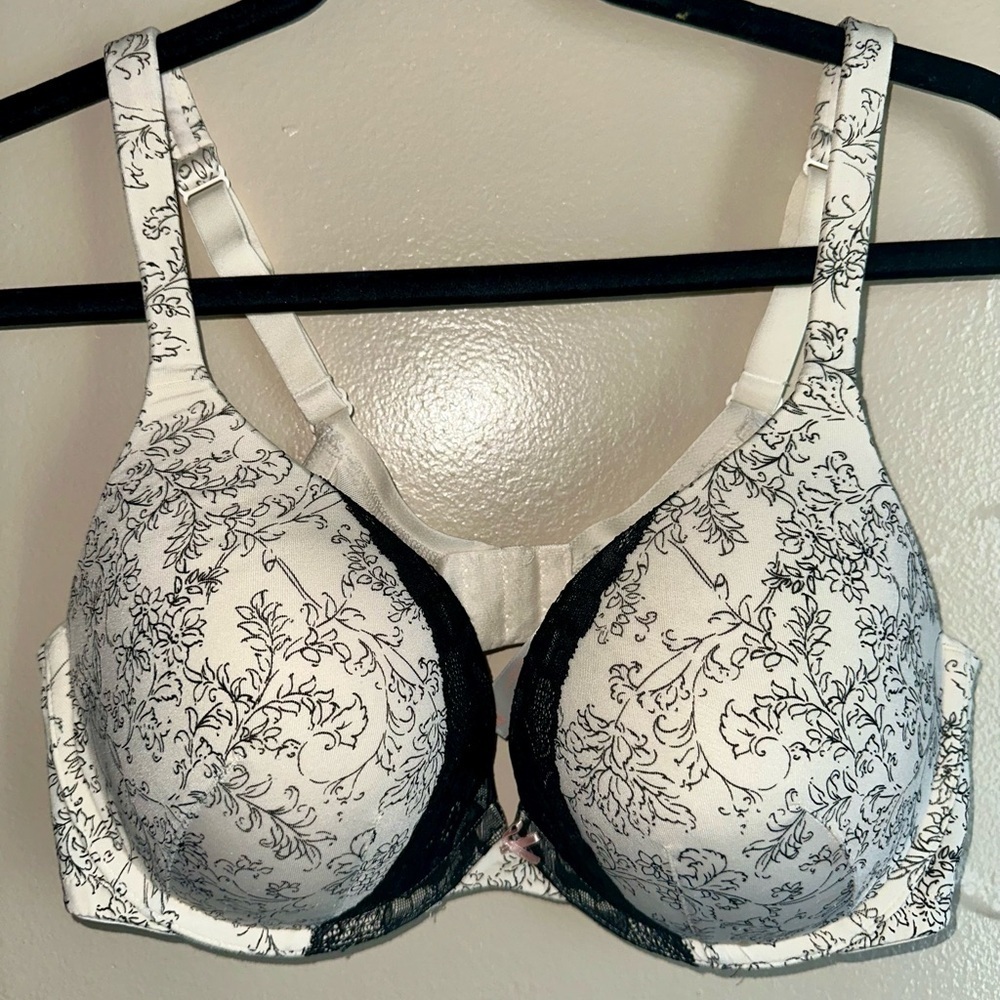 Floral Black and White Bra